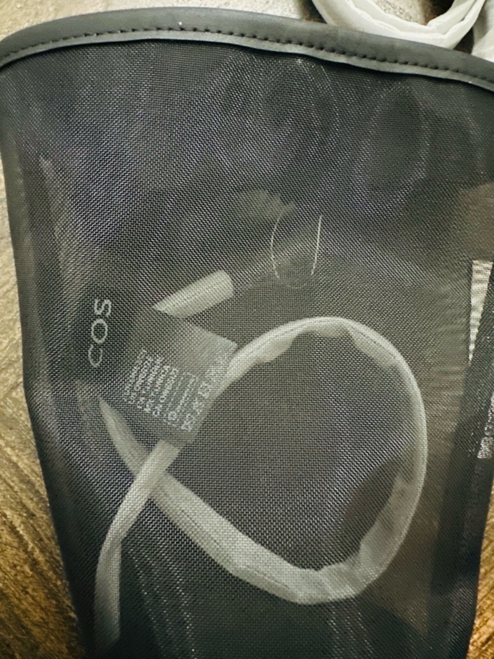 COS Black Mesh bucket bag with Strap